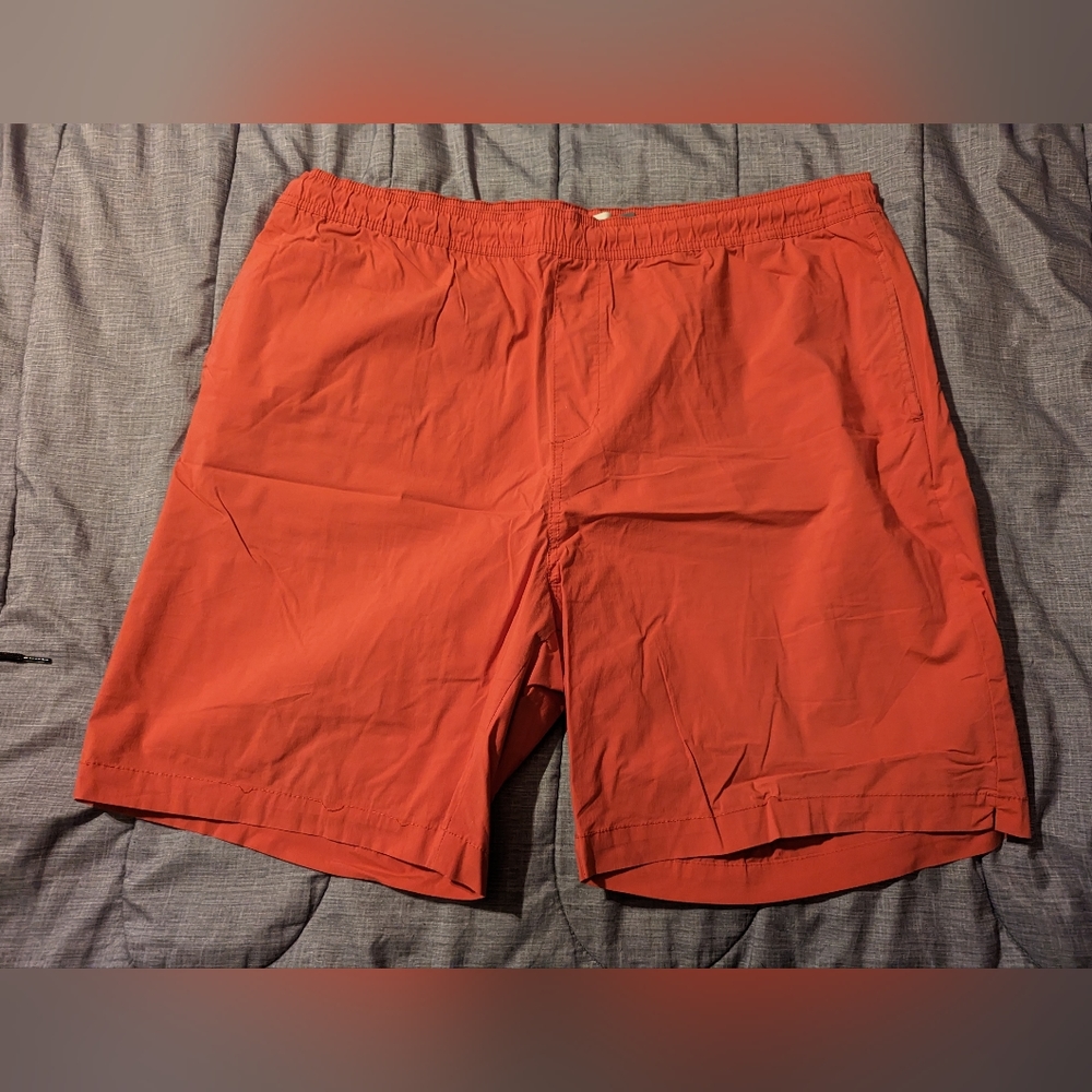 Mens XL Jogger Shorts Berry Red 8" In-Seam Pull-On Twill Shorts Pool Side